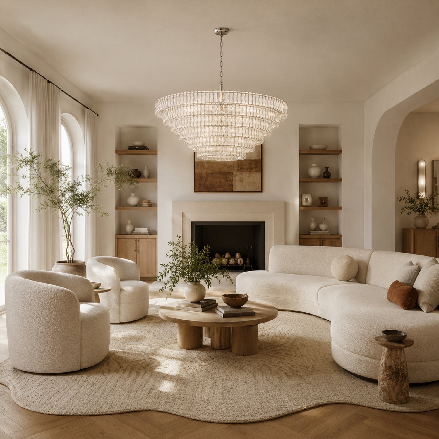 Amor 7-Tier Ghiaccio Glass Round Chandelier 60"