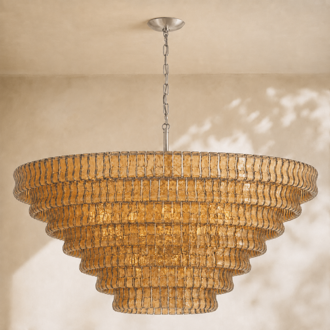 Amor 7-Tier Ghiaccio Glass Round Chandelier 60"