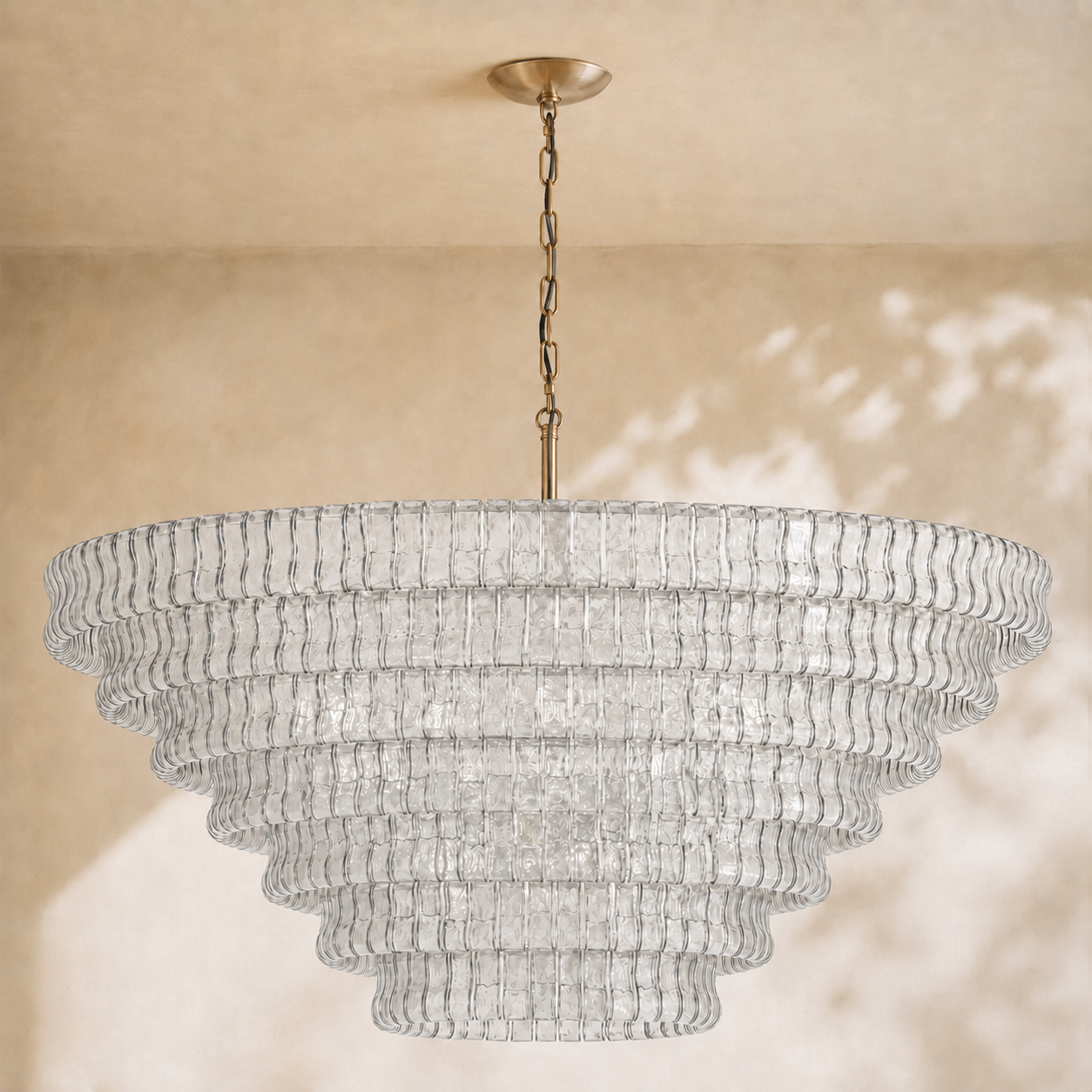 Amor 7-Tier Ghiaccio Glass Round Chandelier 60"