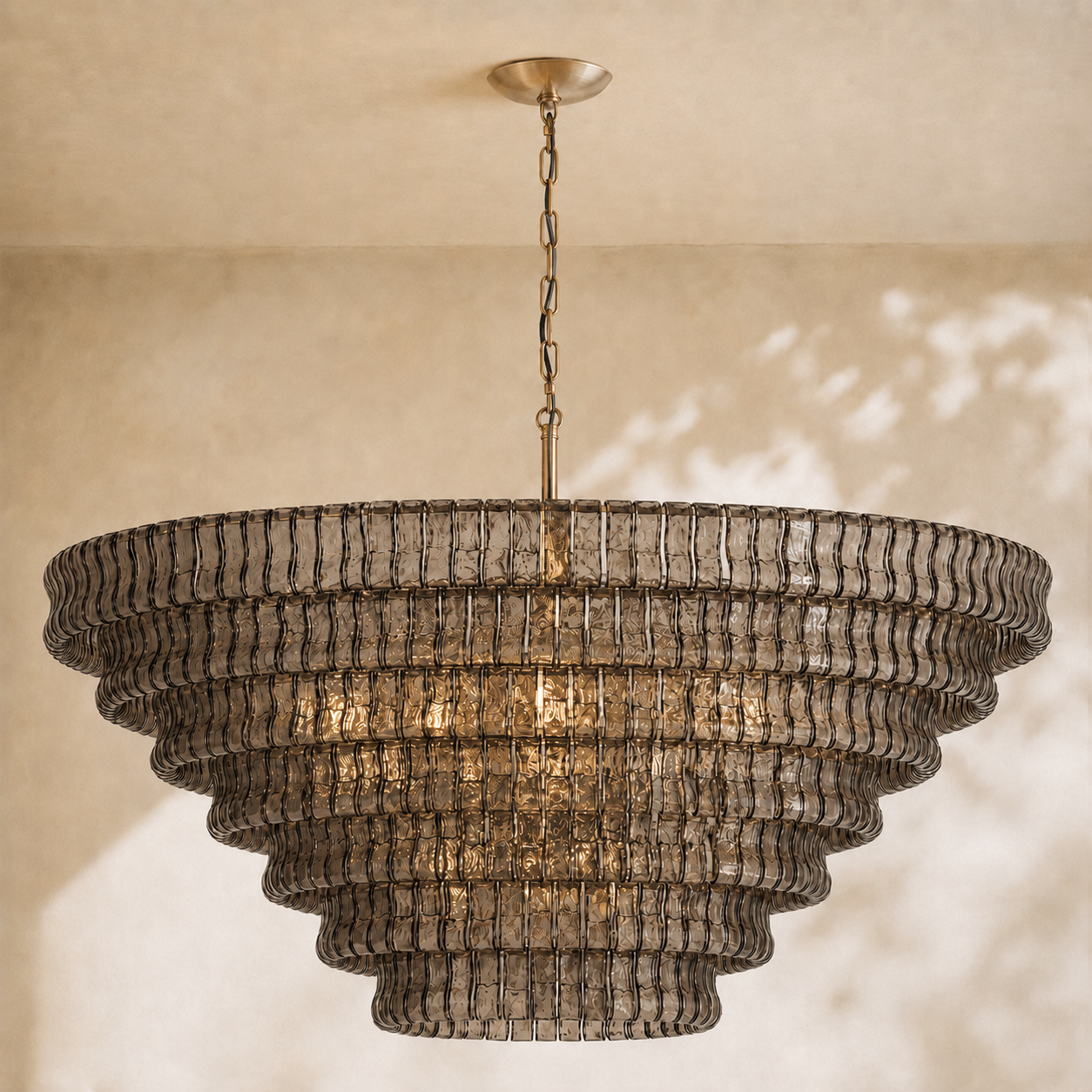 Amor 7-Tier Ghiaccio Glass Round Chandelier 60"