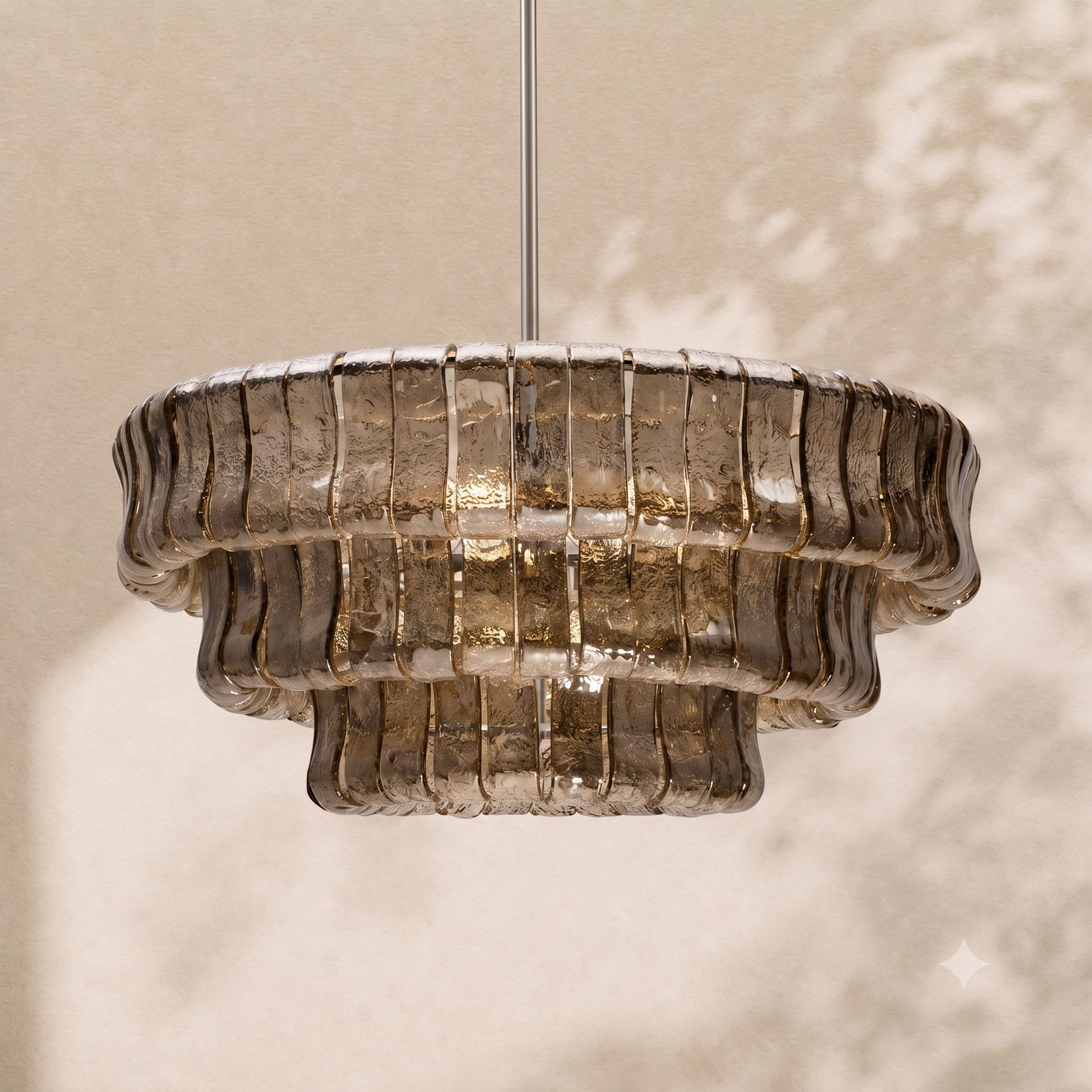 Amor 3-Tier Ghiaccio Glass Round Chandelier 24"