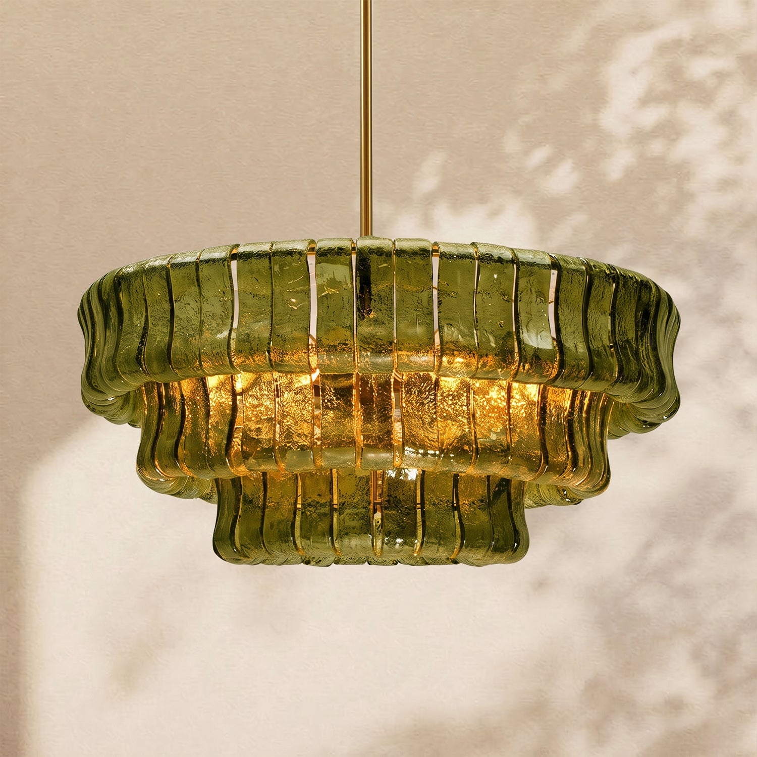 Amor 3-Tier Ghiaccio Glass Round Chandelier 24"