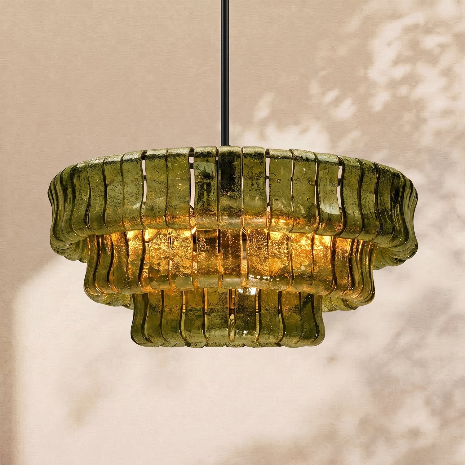 Amor 3-Tier Ghiaccio Glass Round Chandelier 24"