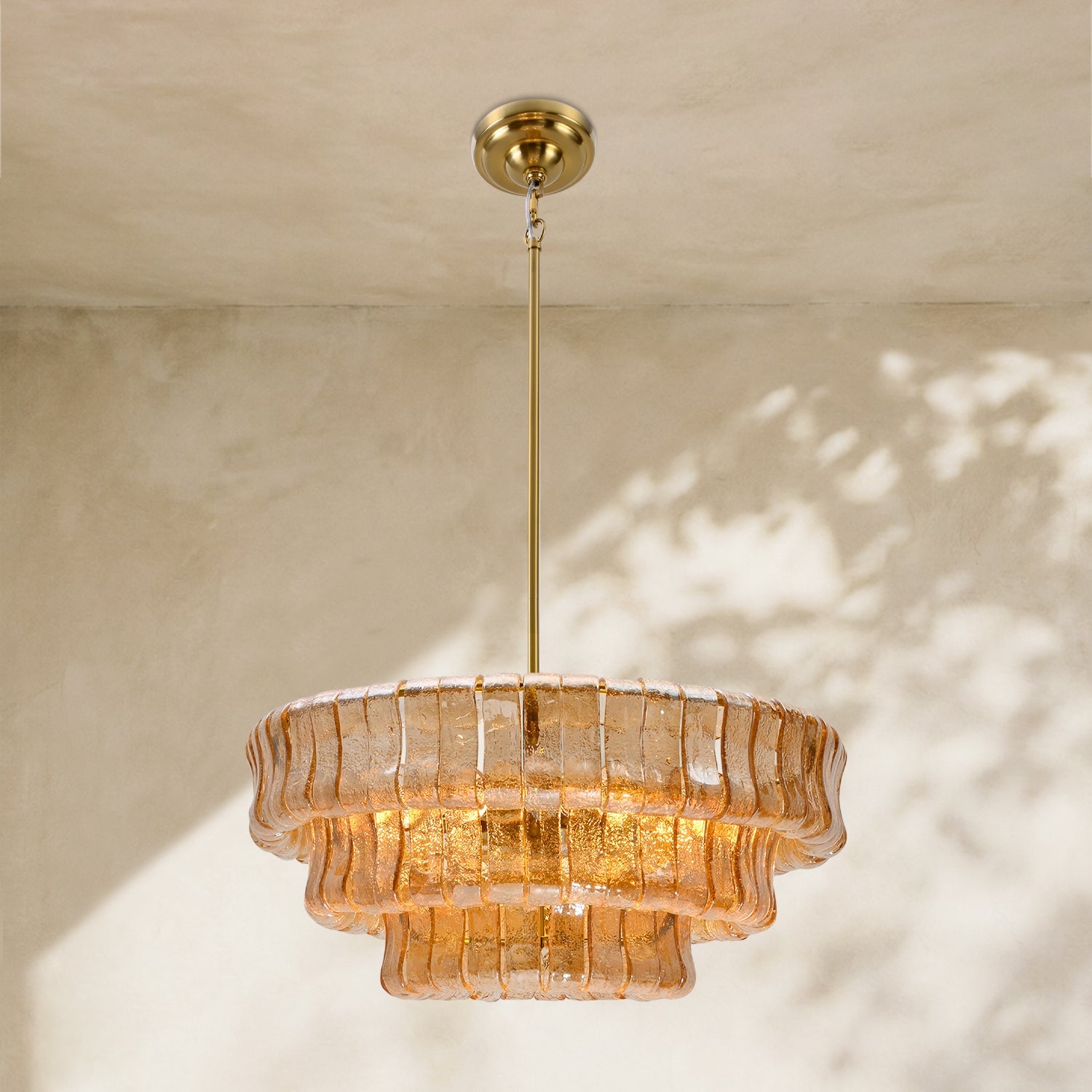 Amor 3-Tier Ghiaccio Glass Round Chandelier 24"