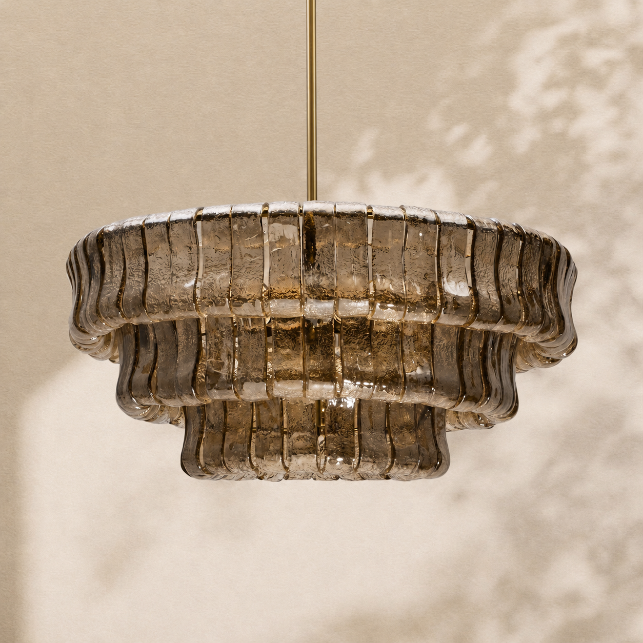 Amor 3-Tier Ghiaccio Glass Round Chandelier 24"
