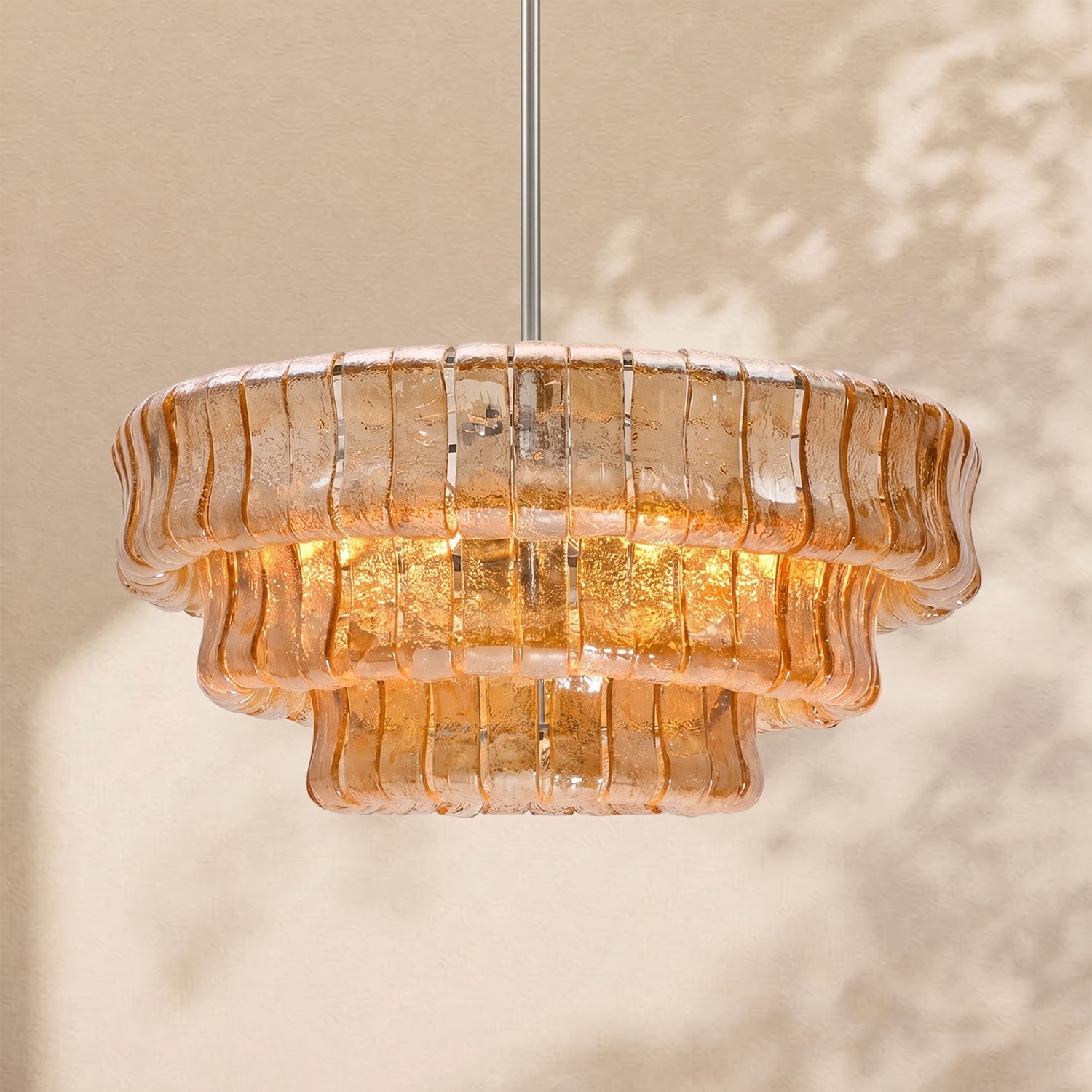 Amor 3-Tier Ghiaccio Glass Round Chandelier 24"