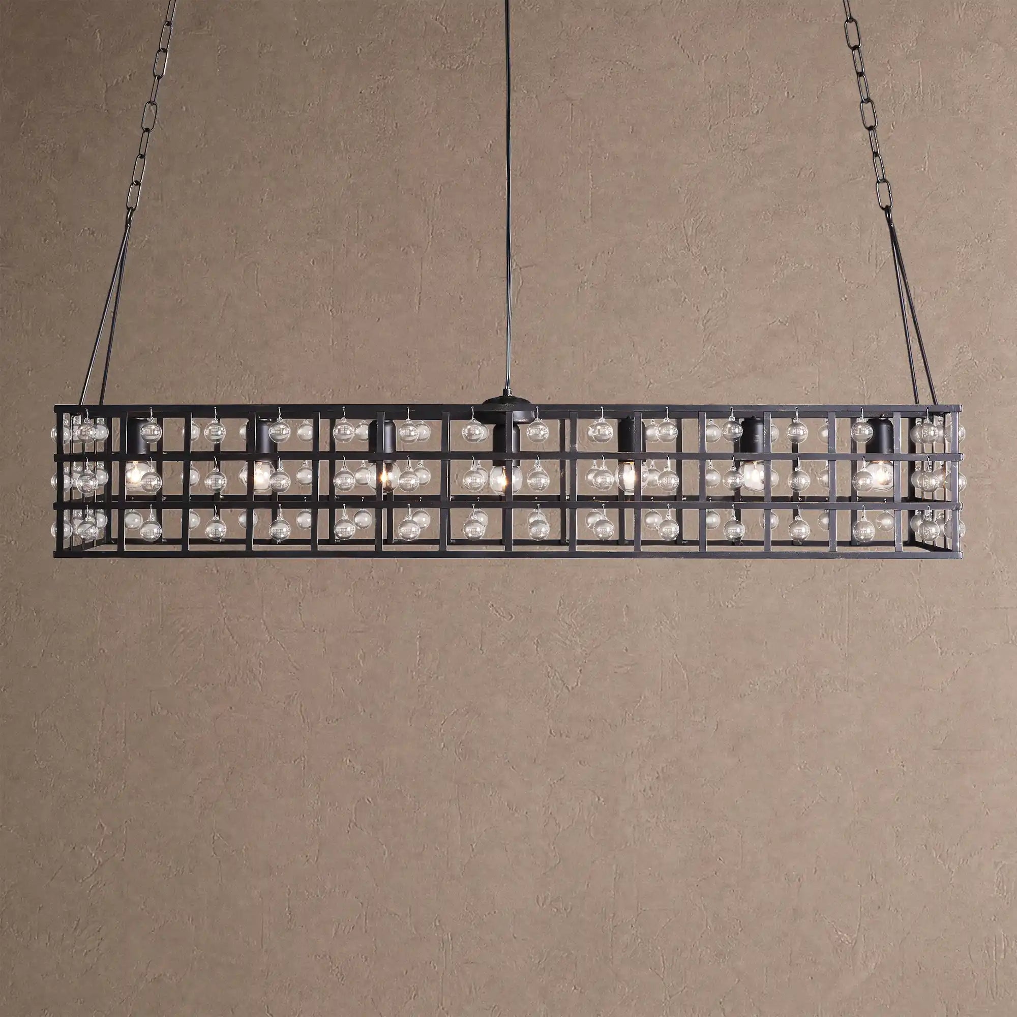 La Caged Rectangular Chandelier 7-Light