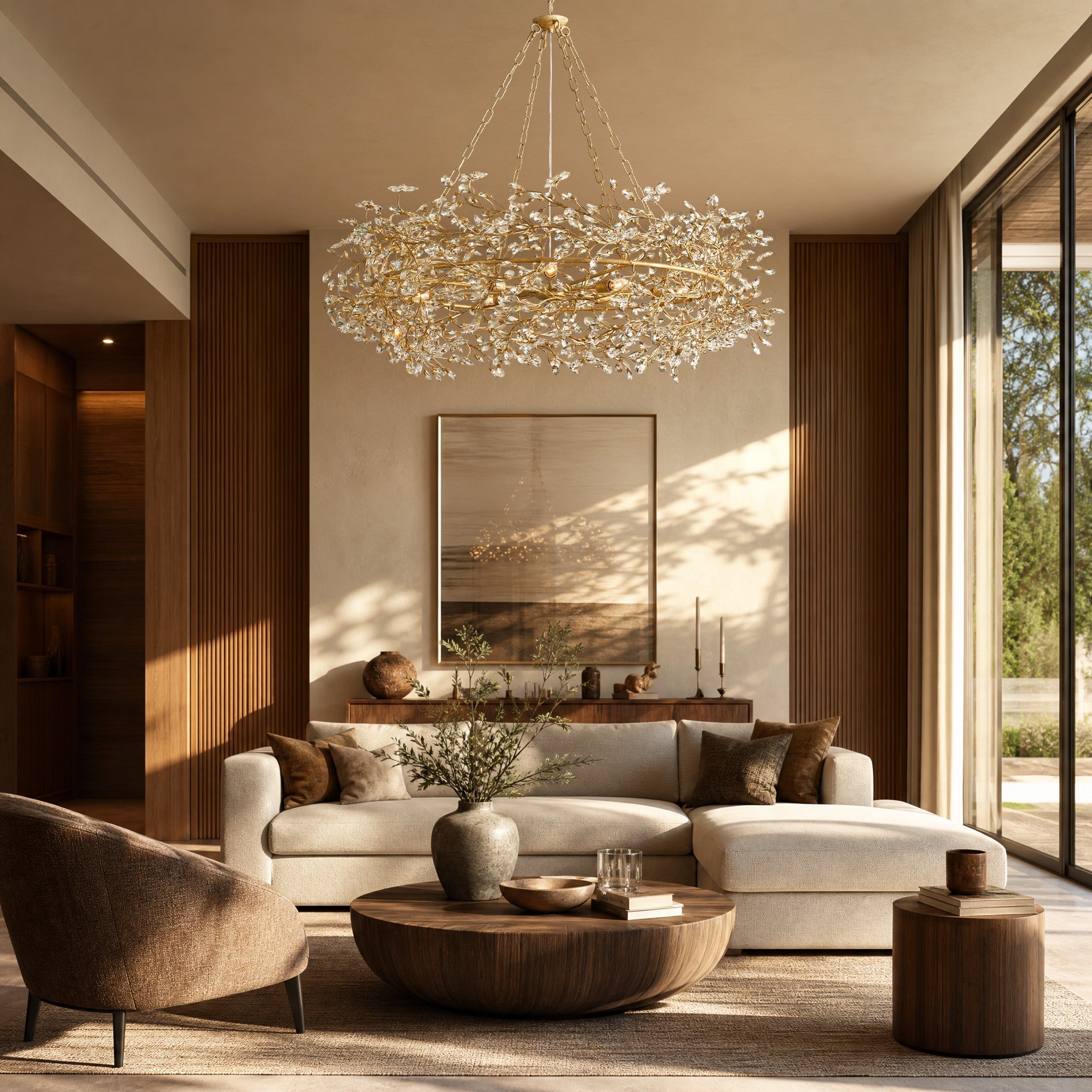 Fiore Crown Crystal Branch Chandelier 39" 48" 60“