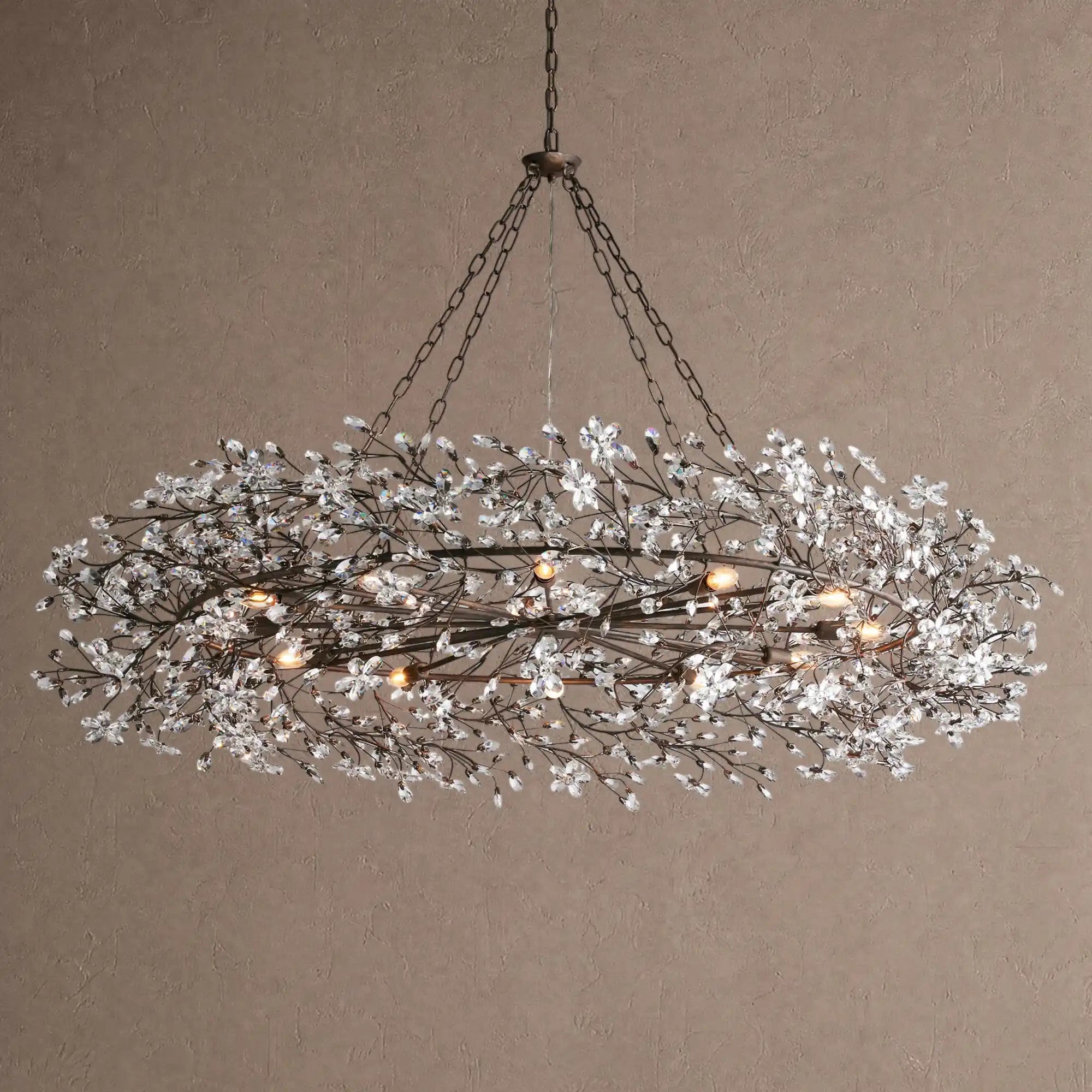 Fiore Crown Crystal Branch Chandelier 39" 48" 60“