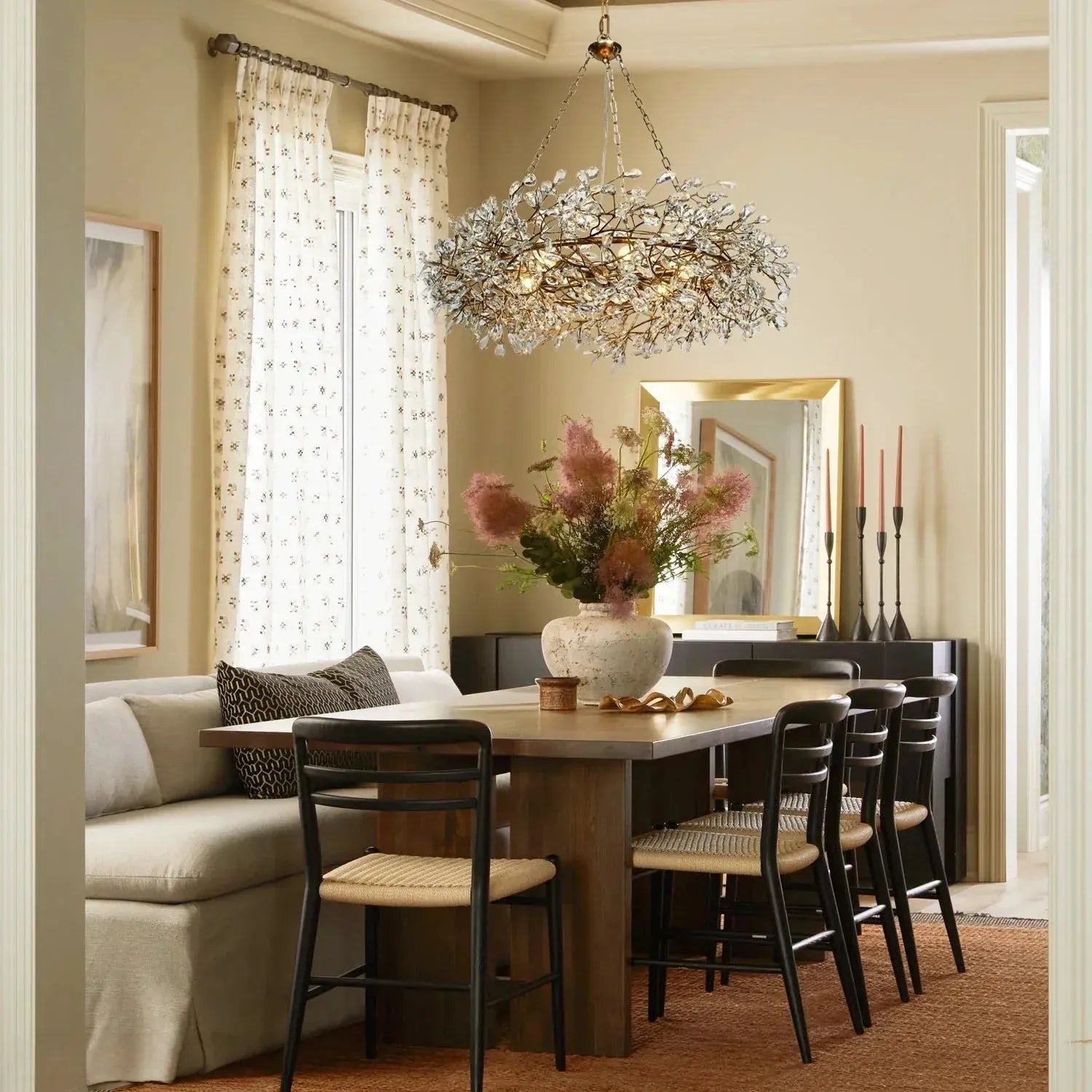 Fiore Crown Crystal Branch Chandelier 39" 48" 60“