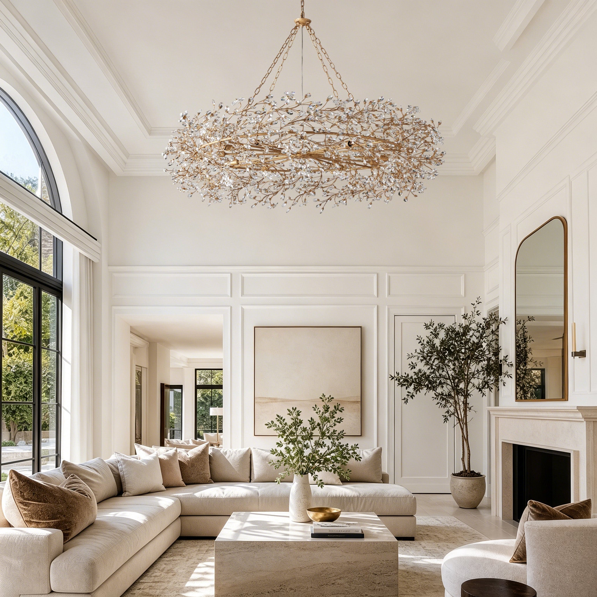 Fiore Crown Crystal Branch Chandelier 39" 48" 60“