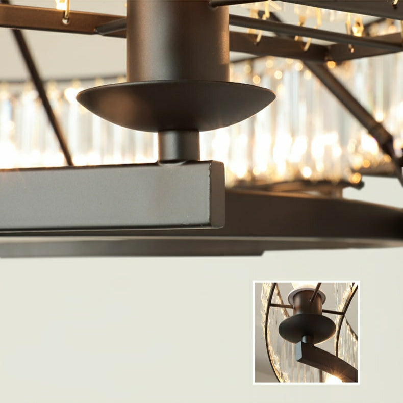 Decorative 6/ 8/ 10/ 12-Light Crystal Ceiling Chandelier Triangular Prism Island Light Fixture Metal Shade for Living Room-Briglighting