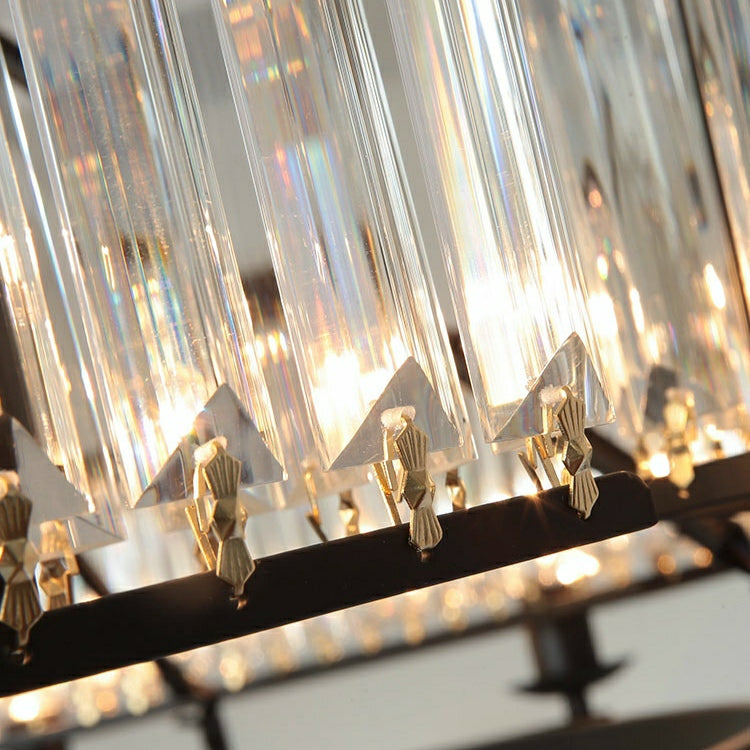 Decorative 6/ 8/ 10/ 12-Light Crystal Ceiling Chandelier Triangular Prism Island Light Fixture Metal Shade for Living Room-Briglighting