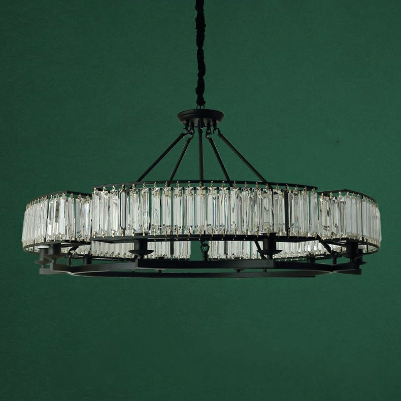 Decorative 6/ 8/ 10/ 12-Light Crystal Ceiling Chandelier Triangular Prism Island Light Fixture Metal Shade for Living Room-Briglighting