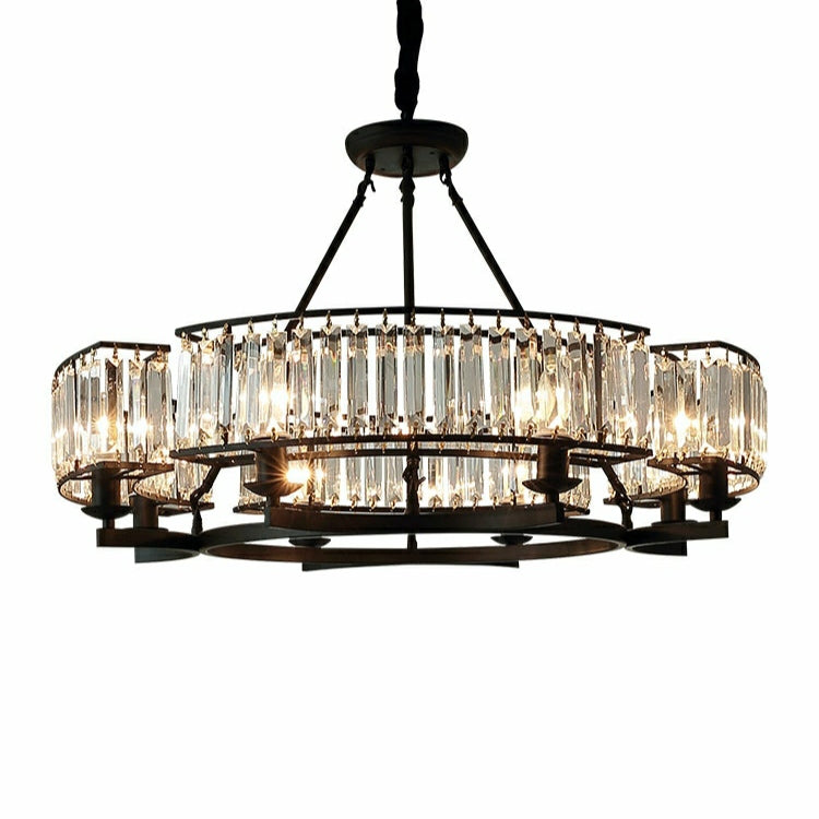 Decorative 6/ 8/ 10/ 12-Light Crystal Ceiling Chandelier Triangular Prism Island Light Fixture Metal Shade for Living Room-Briglighting