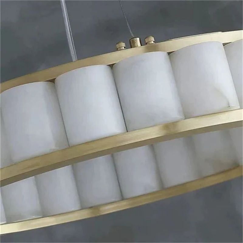 Alabaster Circle Round Chandeliers-Chandelier-Briglighting