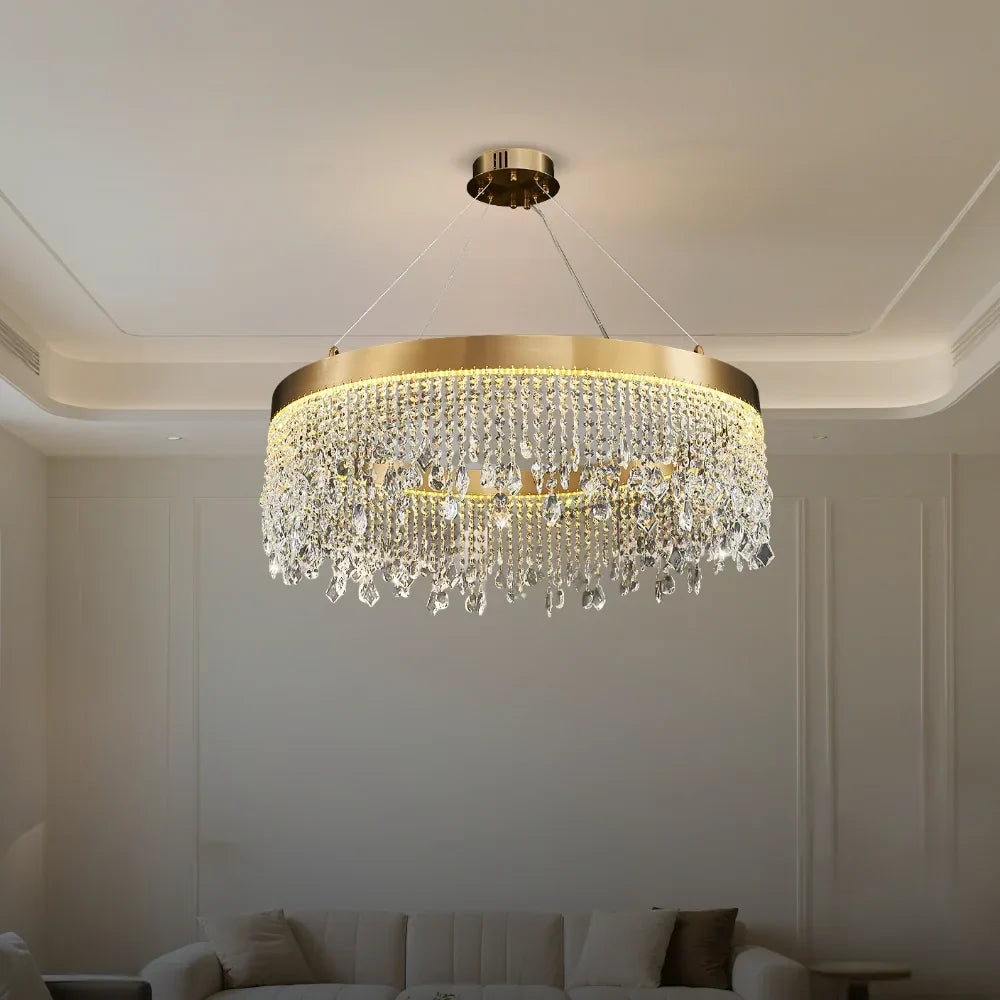 Zara Gold Crystal Chandelier for Living Room & Dining Room-Crystal Chandelier-Briglighting