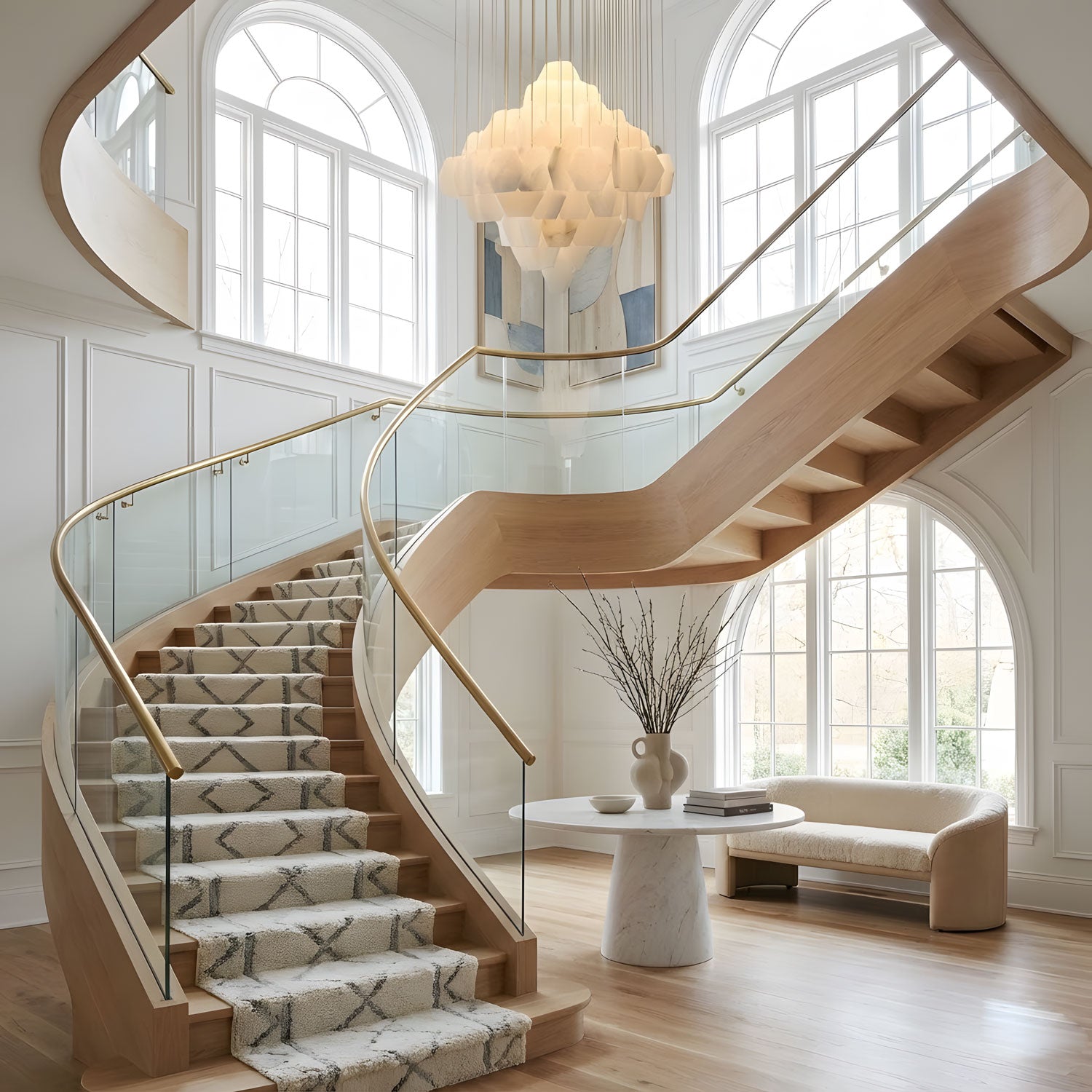 Elegant Hexa Alabaster Cascade Chandelier-Chandelier-Briglighting