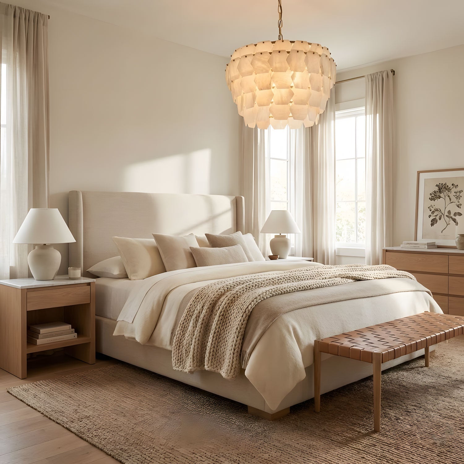 Elegant Hexa Cloud Alabaster Pendant Light-Chandelier-Briglighting