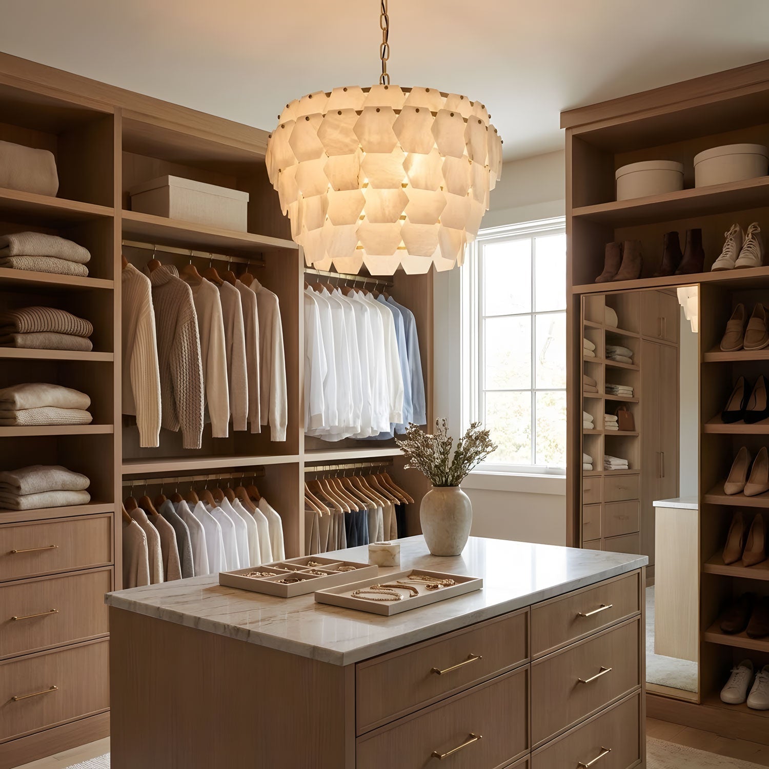 Elegant Hexa Cloud Alabaster Pendant Light-Chandelier-Briglighting