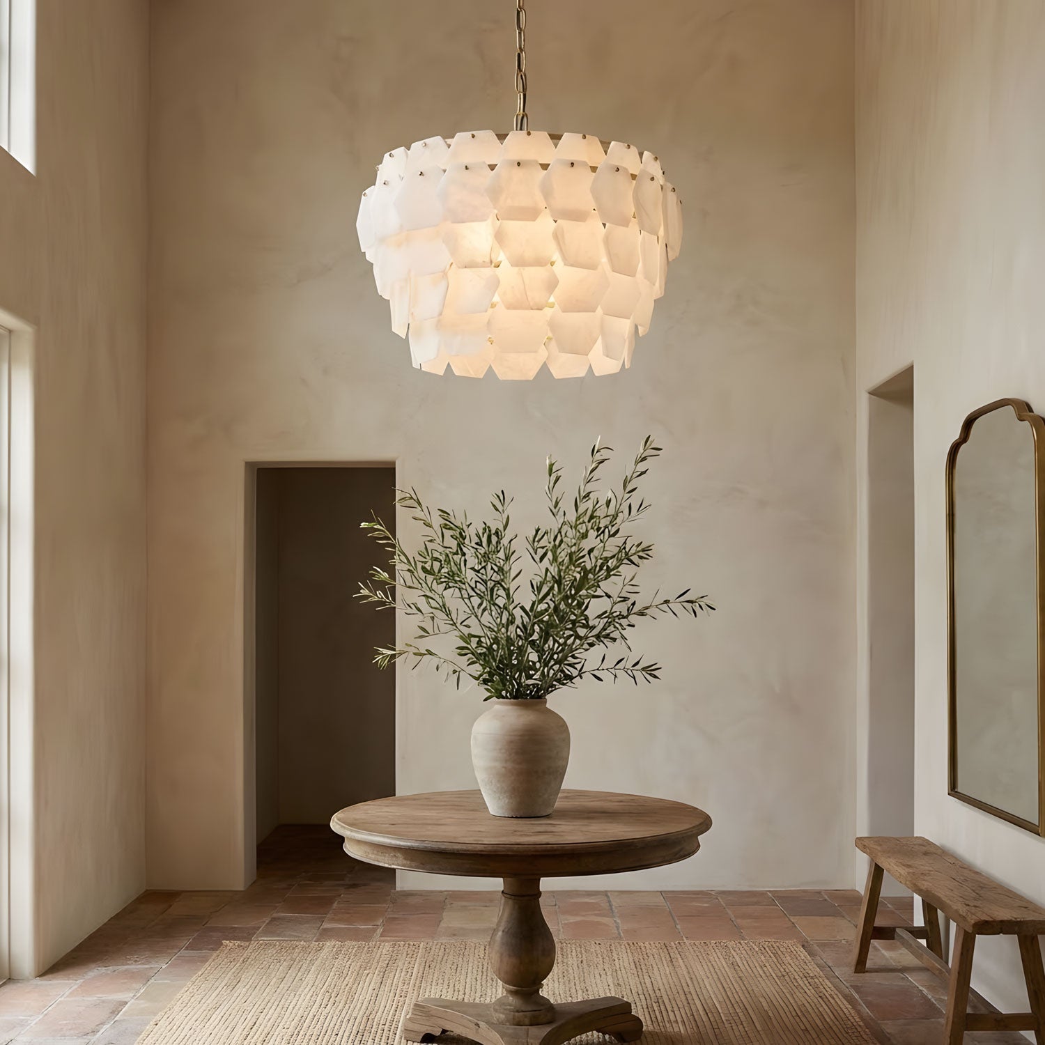 Elegant Hexa Cloud Alabaster Pendant Light-Chandelier-Briglighting