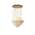 Elegant Hexa Alabaster Cascade Chandelier-Chandelier-Briglighting