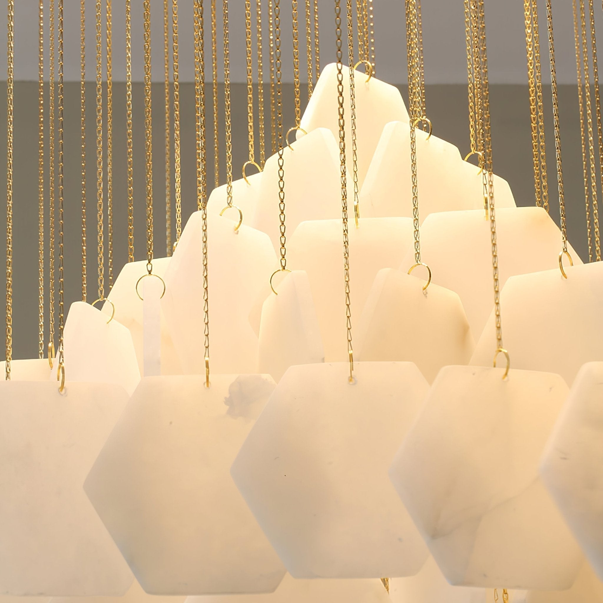 Elegant Hexa Alabaster Cascade Chandelier-Chandelier-Briglighting