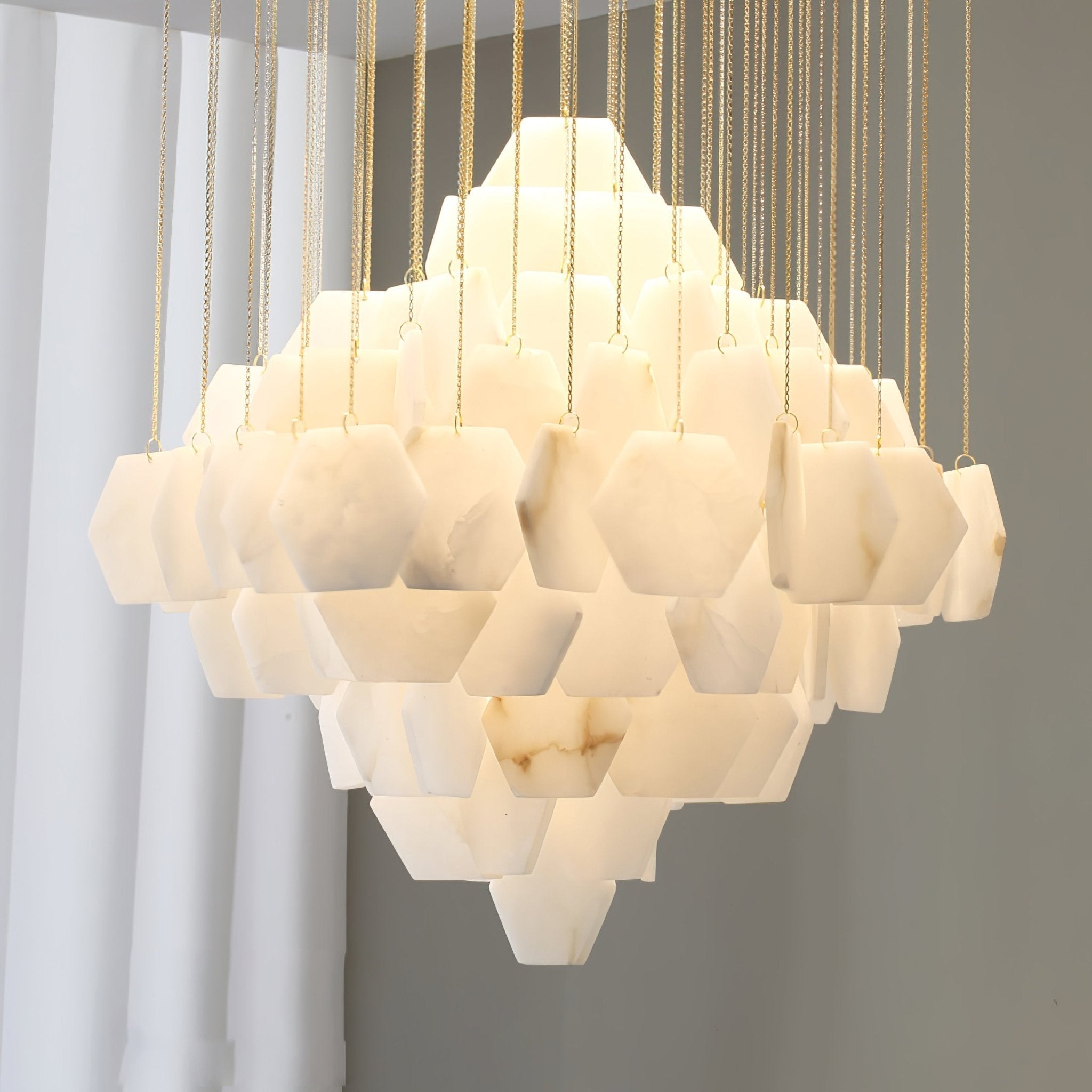 Elegant Hexa Alabaster Cascade Chandelier-Chandelier-Briglighting