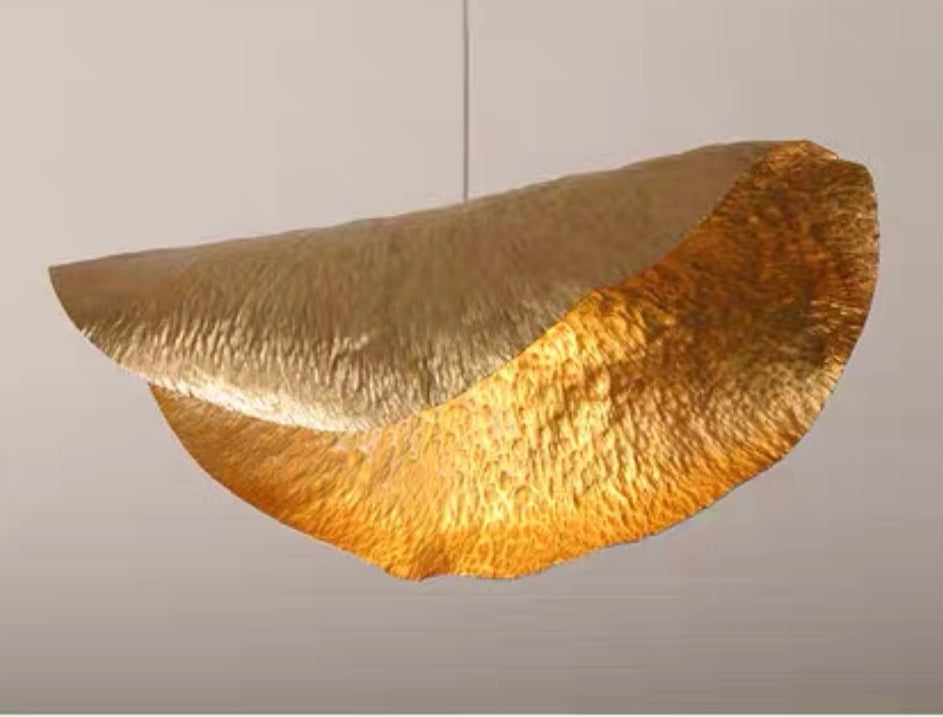 Postmodern Withered Leaf Parlor Pendant Lighting Fixture in Brass-Briglighting