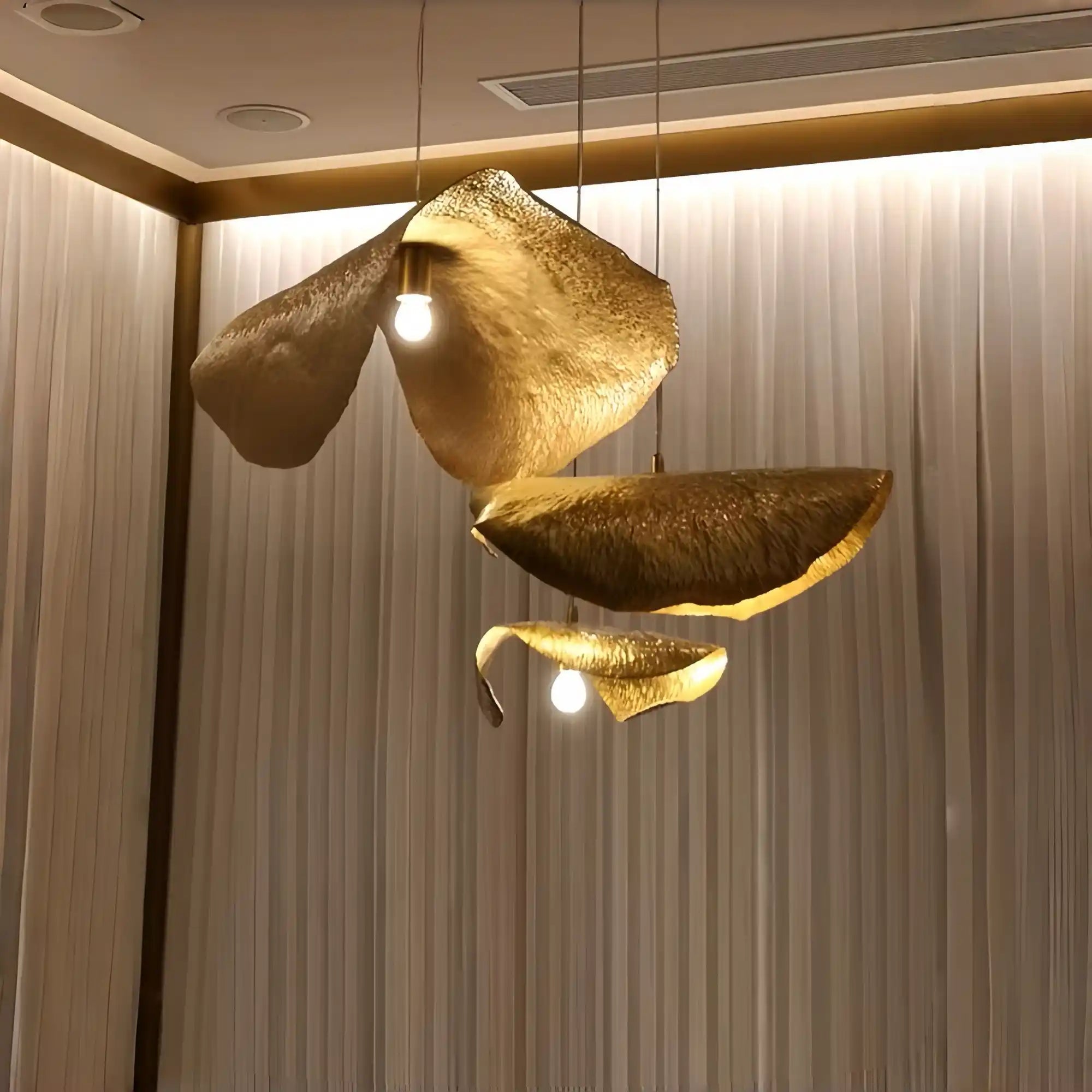 Postmodern Withered Leaf Parlor Pendant Lighting Fixture in Brass-Briglighting