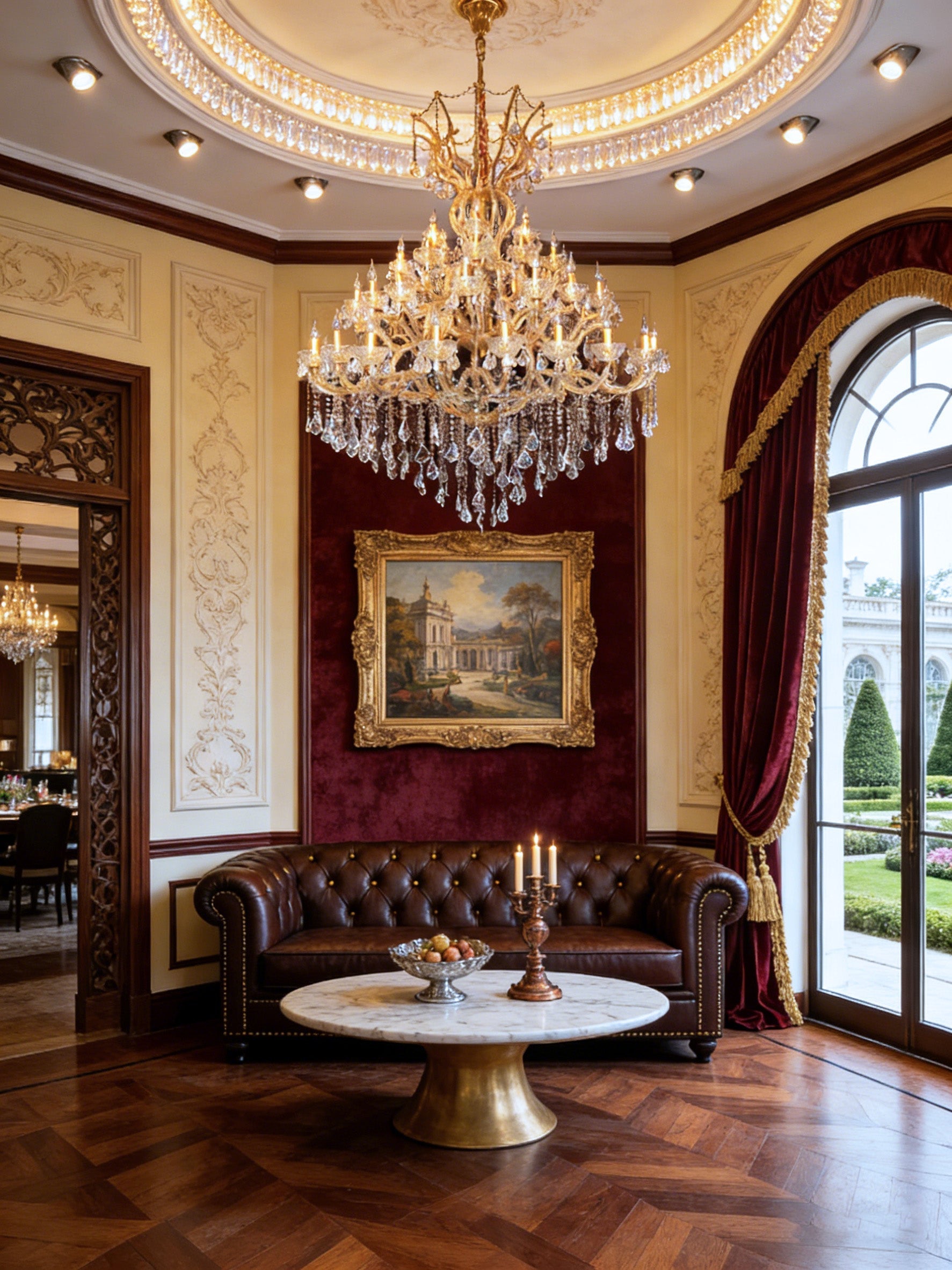 60 Lights Big Gold Maria Theresa Chandelier 67X79 Inch Large Crystal Chandelier for High Ceiling Foyer-Briglighting