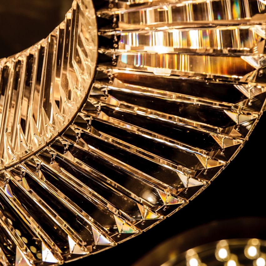 Lito Round Crystals Chandelier-Chandelier-Briglighting