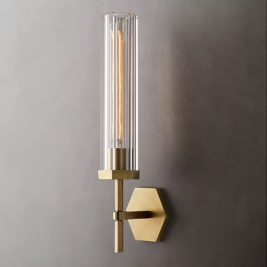 Lambert Hexagonal Grand Wall Sconce 19¼"H-Wall Sconce-Briglighting