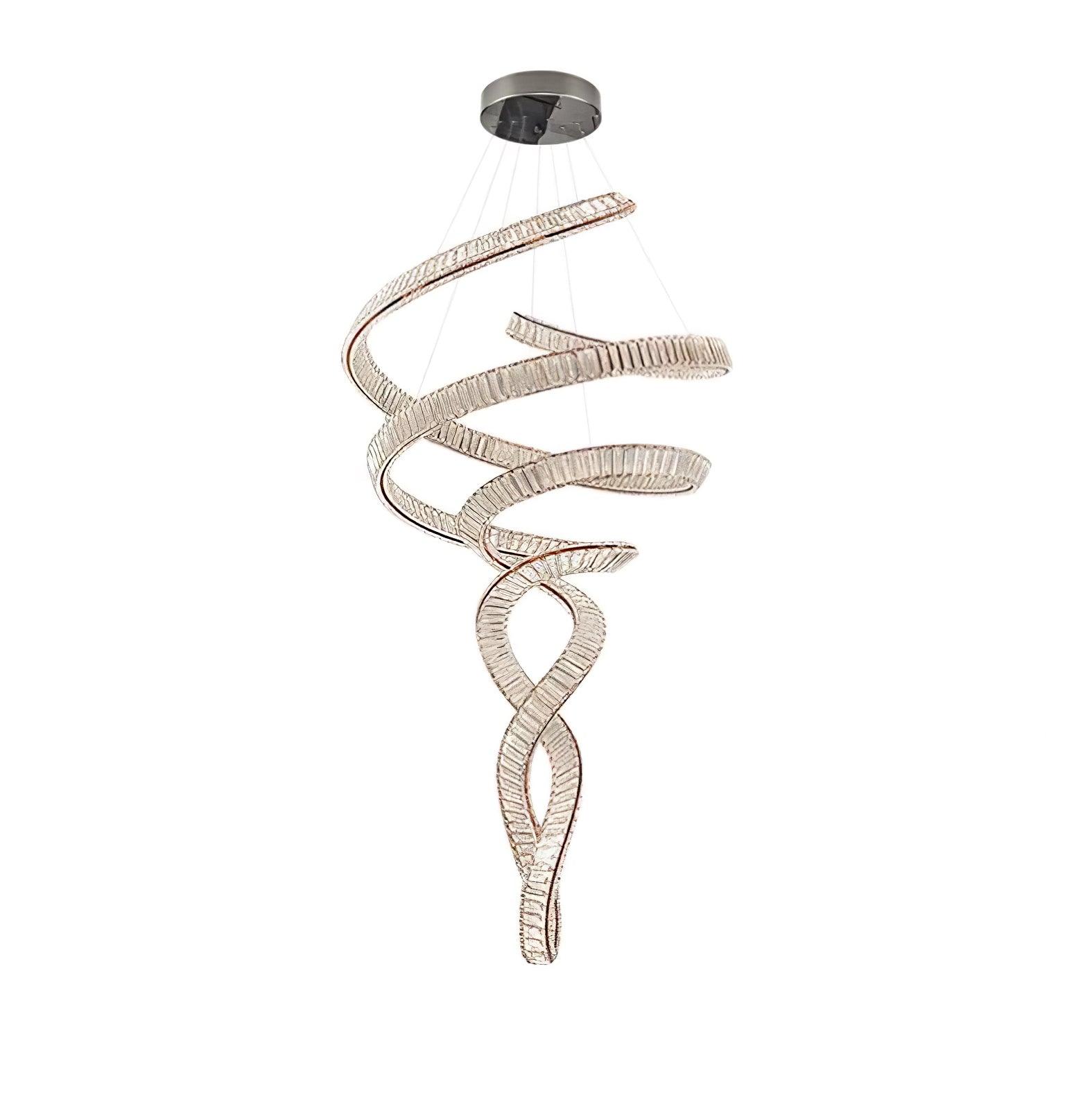 Tall Twisting Glass Staircase Chandelier-Chandelier-Briglighting