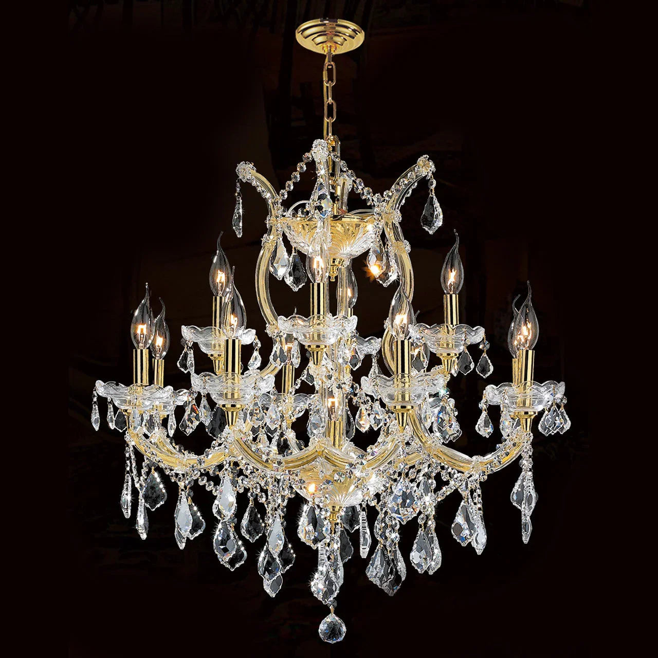 26'' Wide Gold Chandelier 13 Lights Maria Theresa Crystal Chandelier for Bedroom MT01L13G-吊灯-Briglighting
