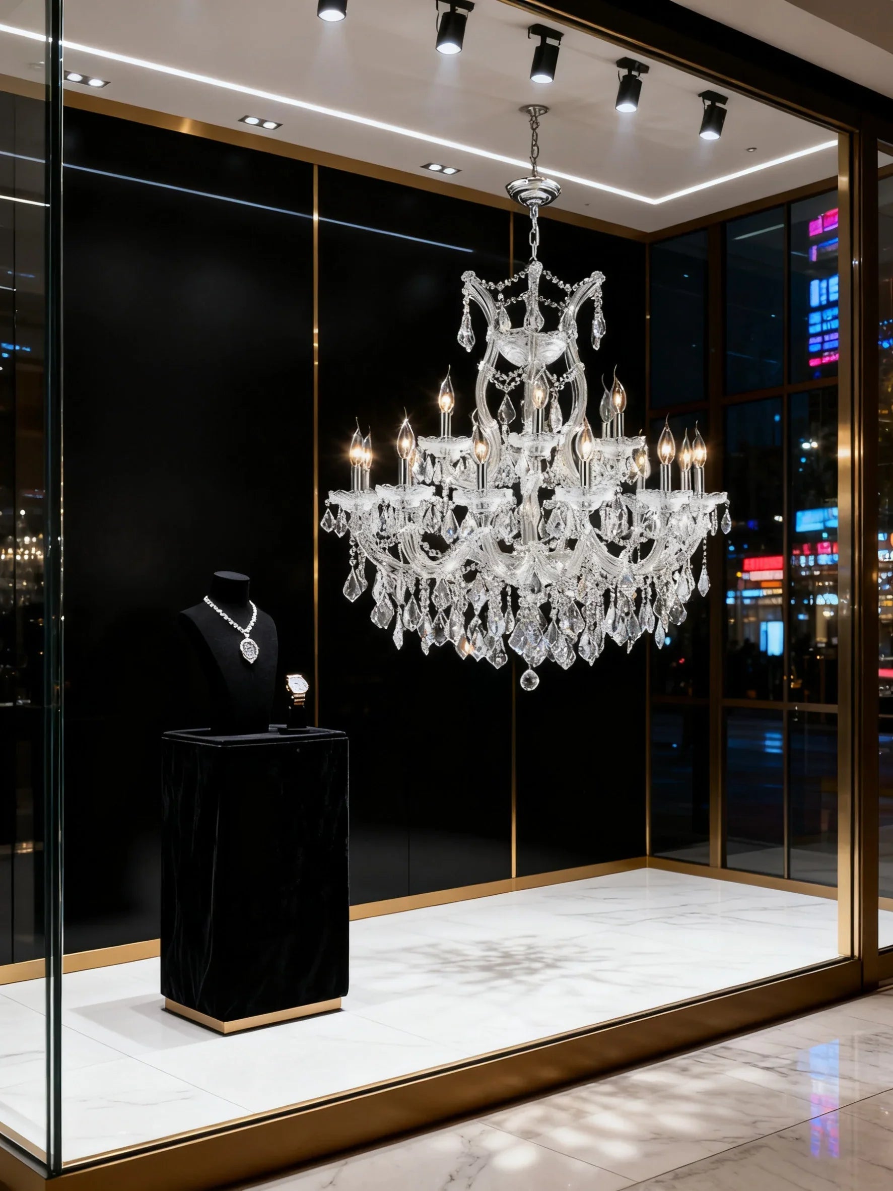 33'' Wide Chrome Chandelier 19 Lights Maria Theresa Crystal Chandelier for Dining Room MT01L19C-吊灯-Briglighting