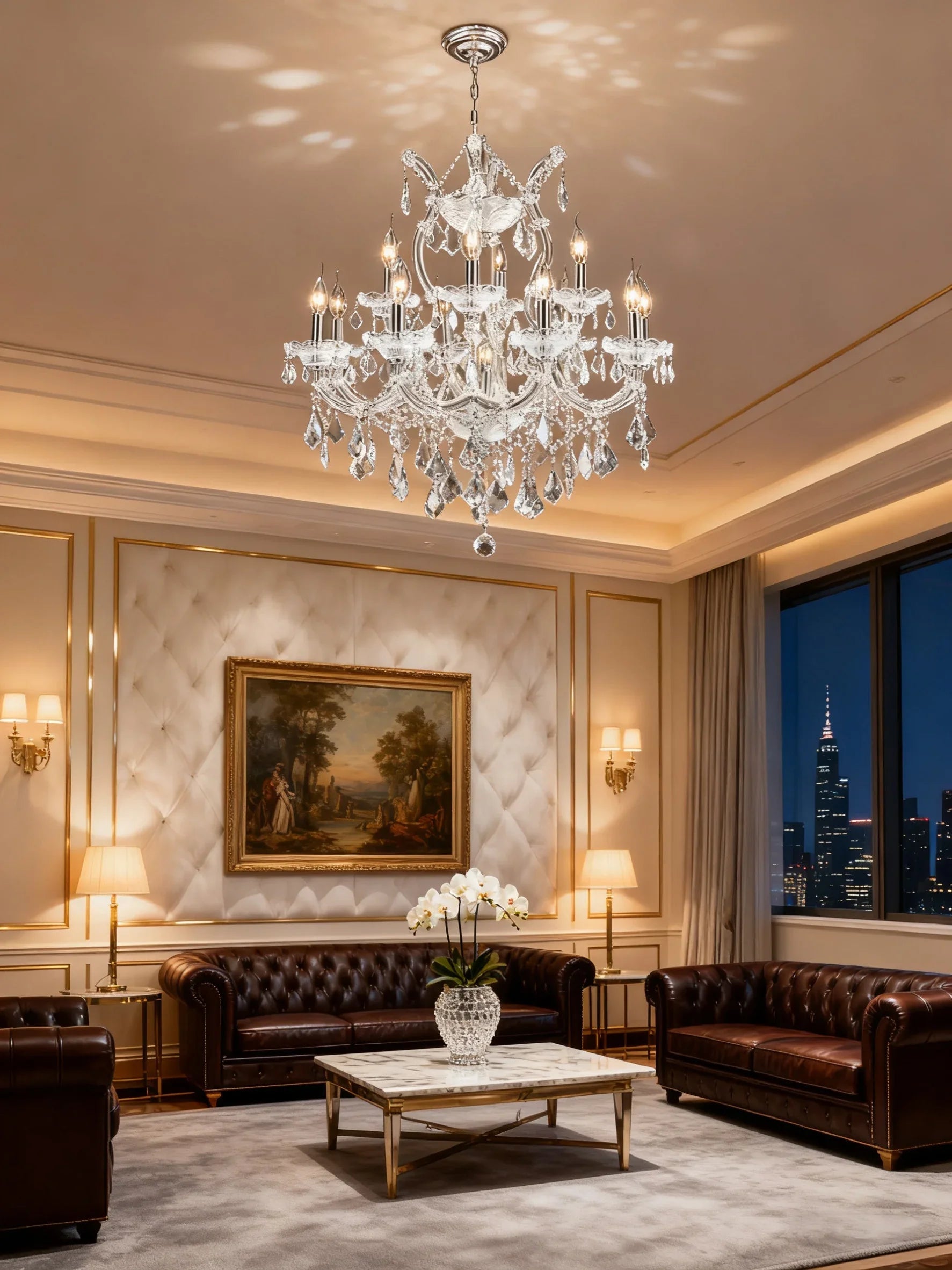 26'' Wide Chrome Chandelier Light 9 Lights Maria Theresa Crystal Chandelier MT01L9C-吊灯-Briglighting
