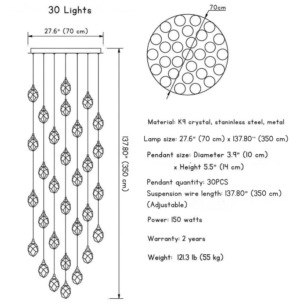 Eve Modern Crystal Chandelier for Staircase-Briglighting