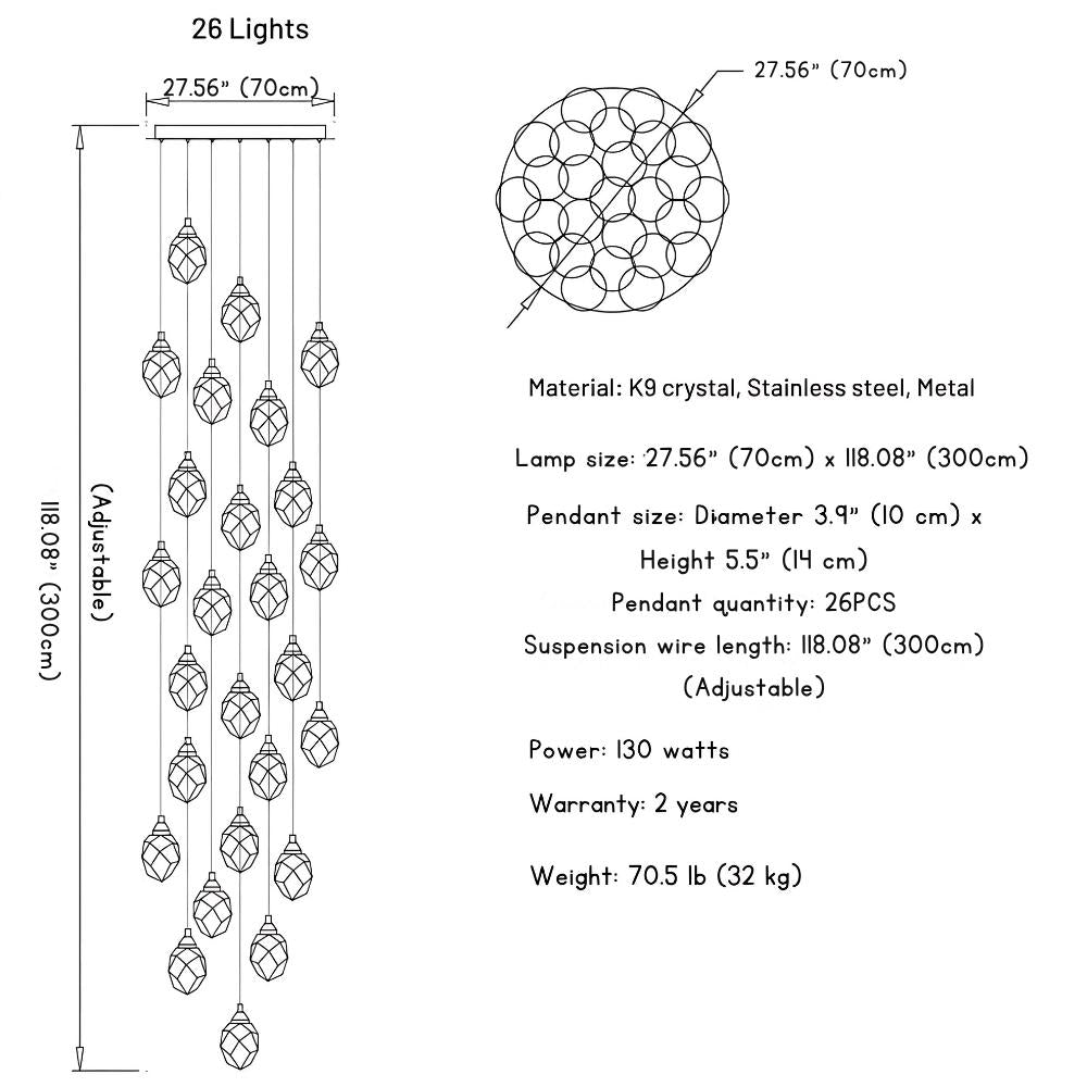 Eve Modern Crystal Chandelier for Staircase-Briglighting