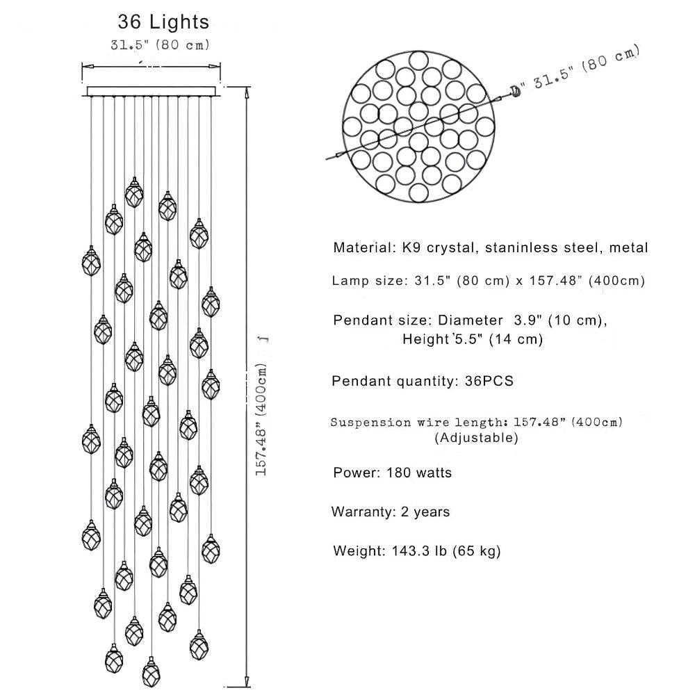 Eve Modern Crystal Chandelier for Staircase-Briglighting