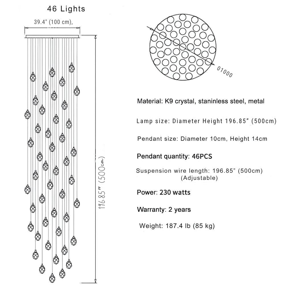 Eve Modern Crystal Chandelier for Staircase-Briglighting