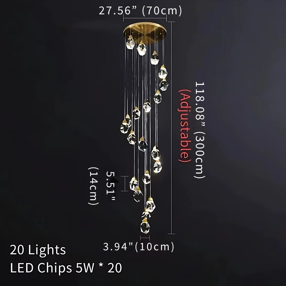 Eve Modern Crystal Chandelier for Staircase-Briglighting