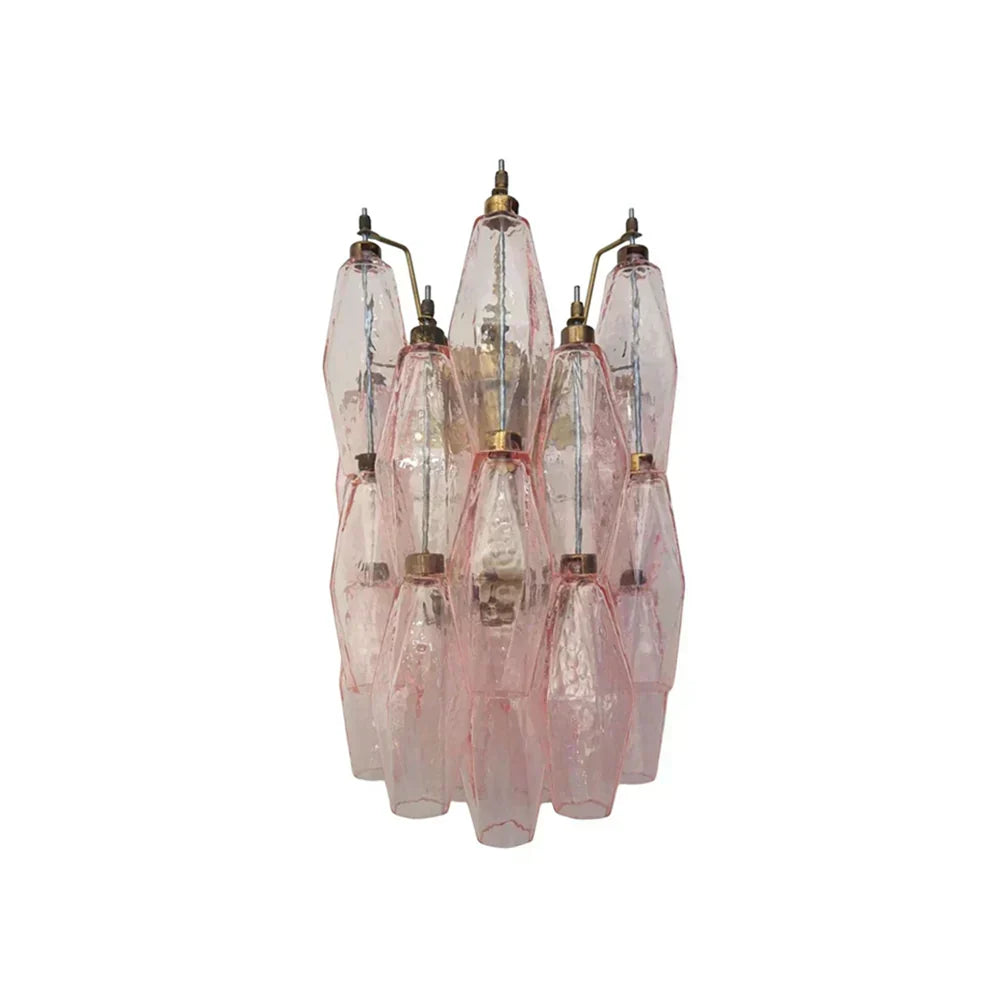 Murano Poliedri Pink Glass Wall Sconces-Wall Lamp-Briglighting