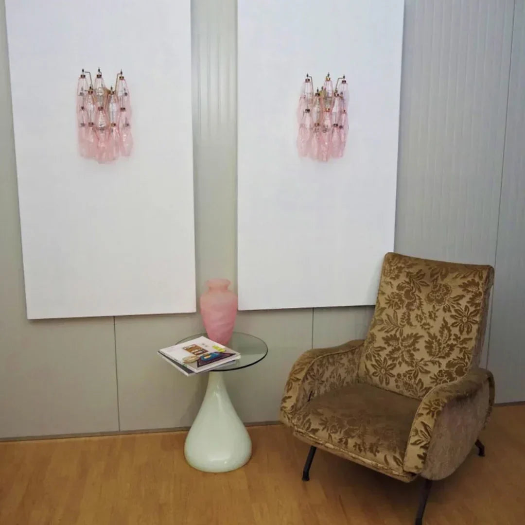 Murano Poliedri Pink Glass Wall Sconces-Wall Lamp-Briglighting