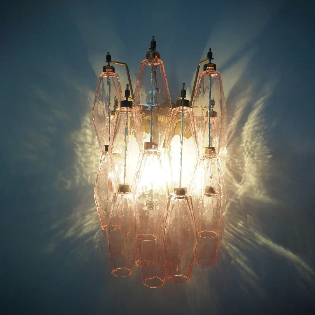 Murano Poliedri Pink Glass Wall Sconces-Wall Lamp-Briglighting