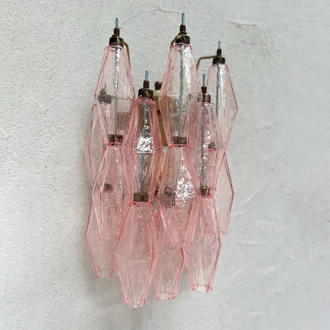 Murano Poliedri Pink Glass Wall Sconces-Wall Lamp-Briglighting