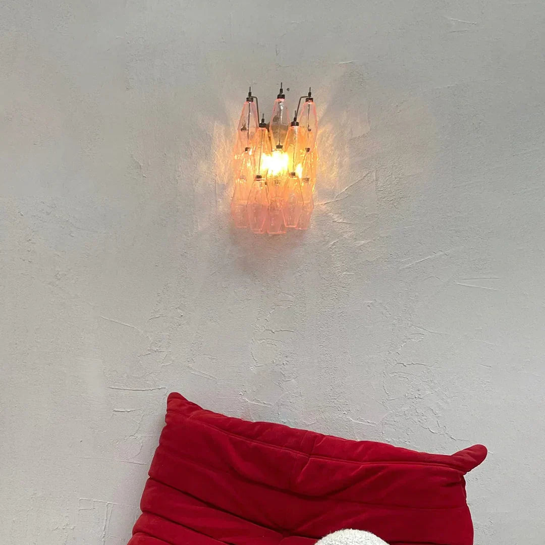 Murano Poliedri Pink Glass Wall Sconces-Wall Lamp-Briglighting