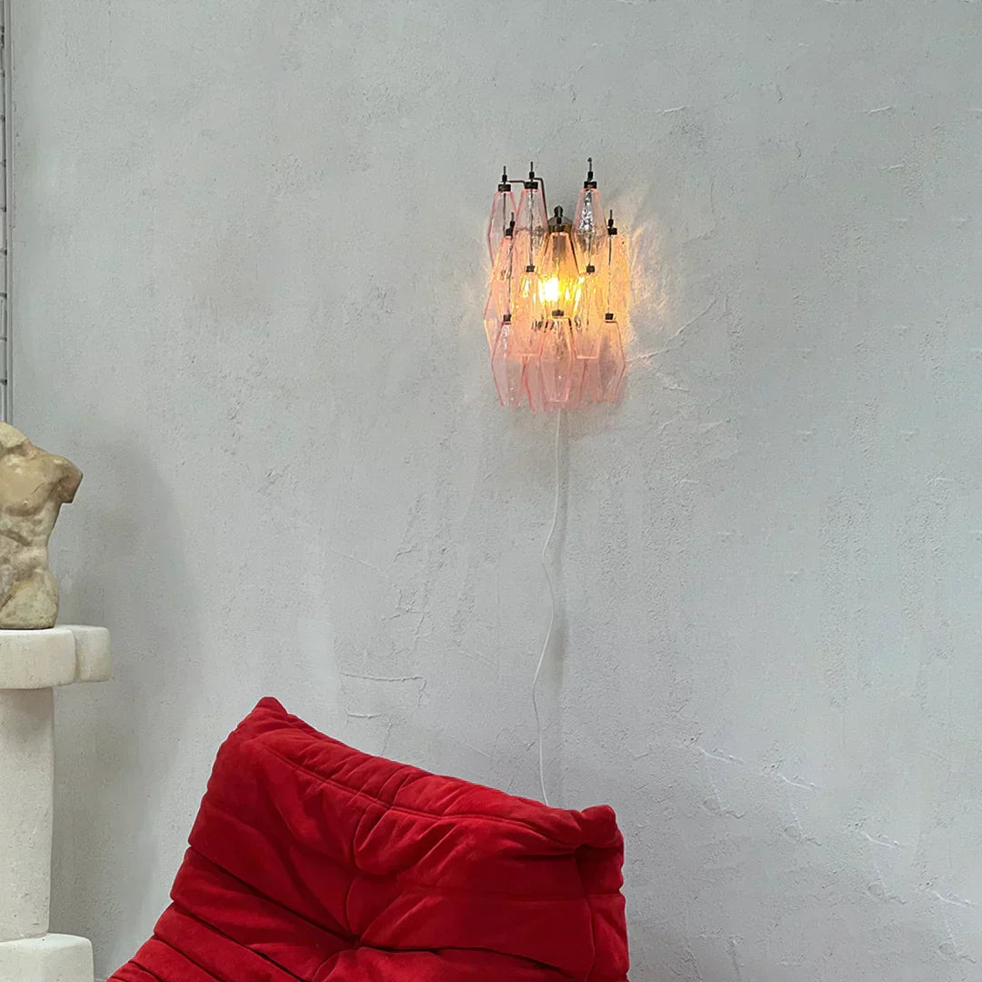 Murano Poliedri Pink Glass Wall Sconces-Wall Lamp-Briglighting