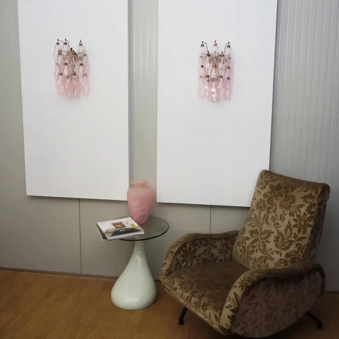 Murano Poliedri Pink Glass Wall Sconces-Wall Lamp-Briglighting