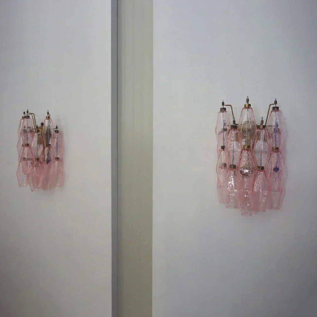 Murano Poliedri Pink Glass Wall Sconces-Wall Lamp-Briglighting